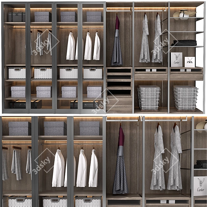 Elegant Wardrobe with Decorative Elements 3D model image 1