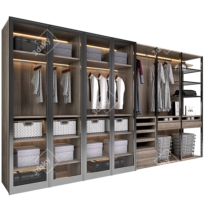 Elegant Wardrobe with Decorative Elements 3D model image 2