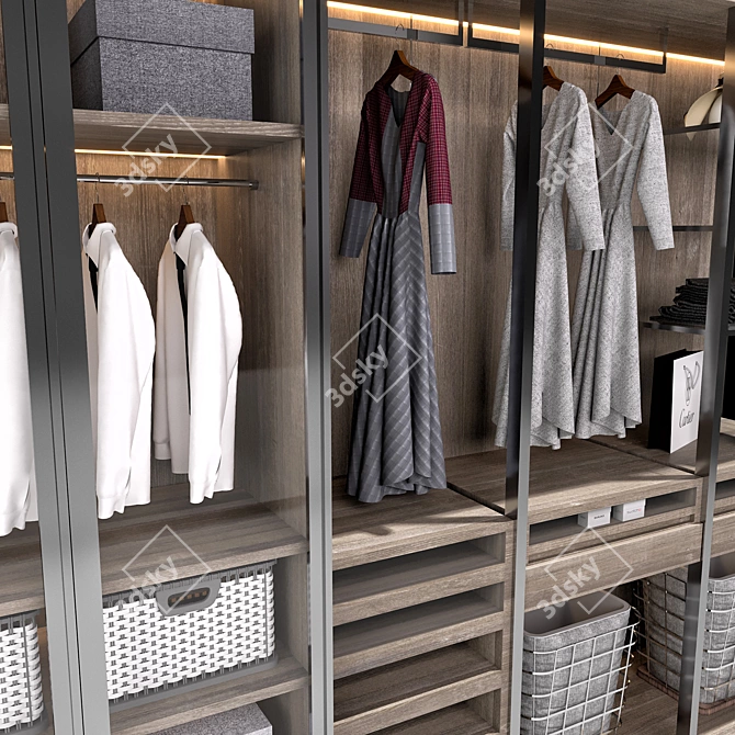 Elegant Wardrobe with Decorative Elements 3D model image 4