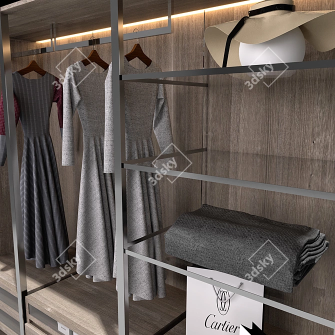 Elegant Wardrobe with Decorative Elements 3D model image 5