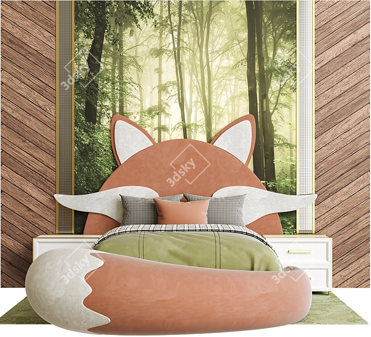 Fox Cub Kids Bed Set 3D model image 1