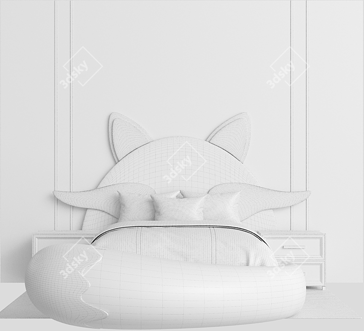 Fox Cub Kids Bed Set 3D model image 2