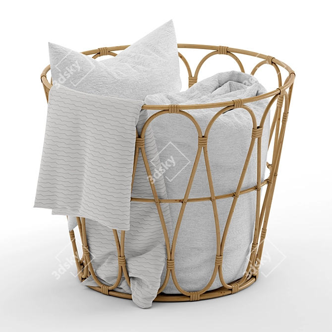 Cozy Basket Set with Blanket 3D model image 1