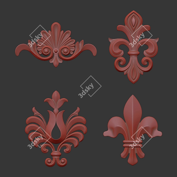 Elegant Ornament 3D Model Kit 3D model image 7