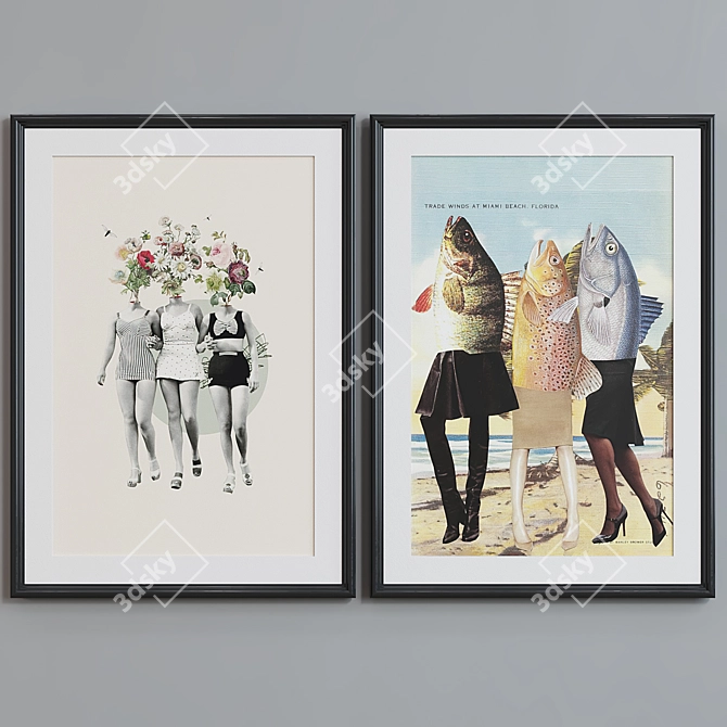 Modern Abstract Collage Picture Frame Set 3D model image 4