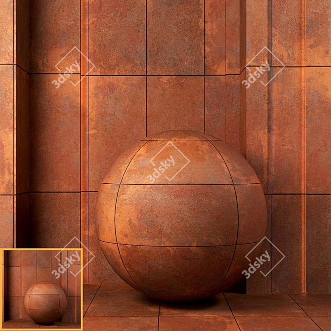 4k Corten Steel Panel Textures 3D model image 1