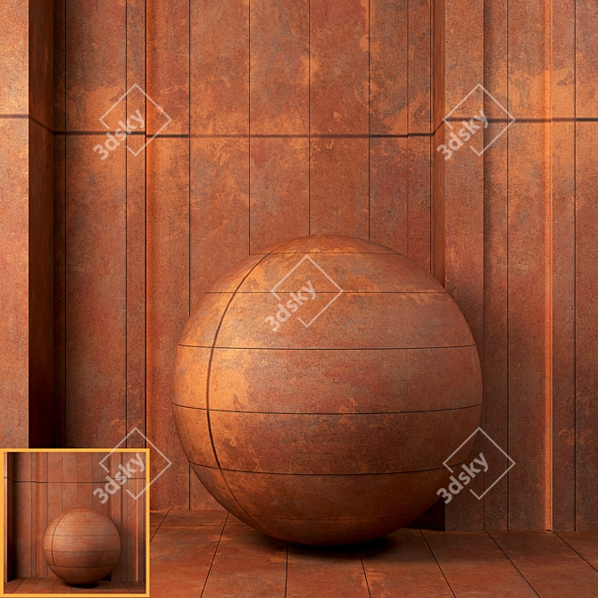 Corten Steel Panel Texture Set 3D model image 1