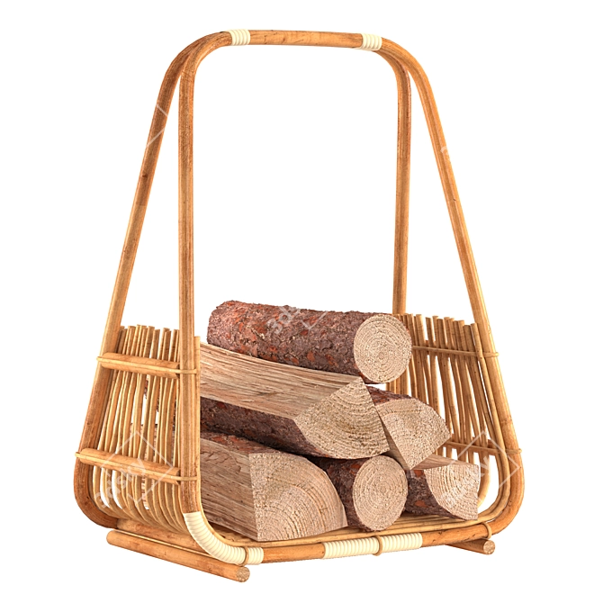 Rotang Log Basket | RoseGrey 3D model image 1