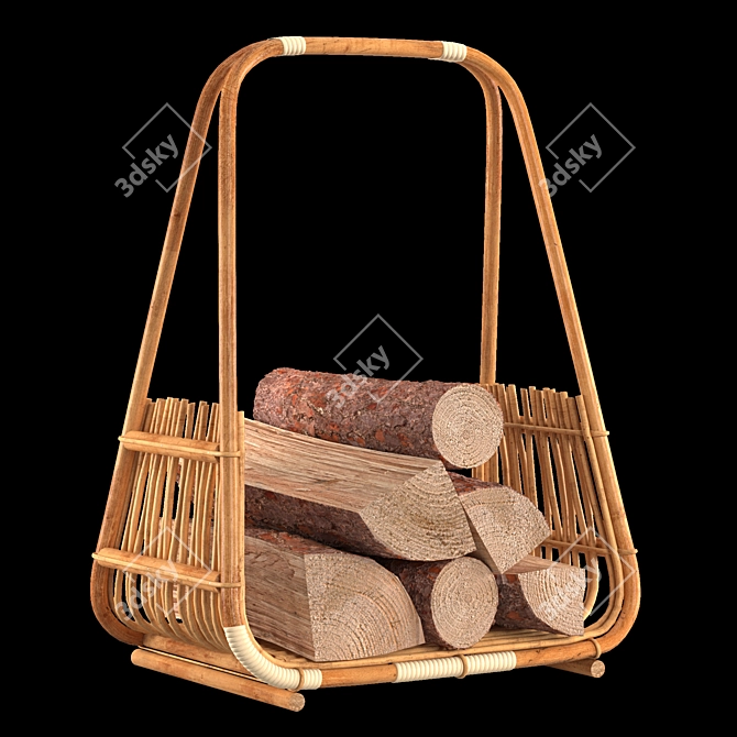 Rotang Log Basket | RoseGrey 3D model image 2