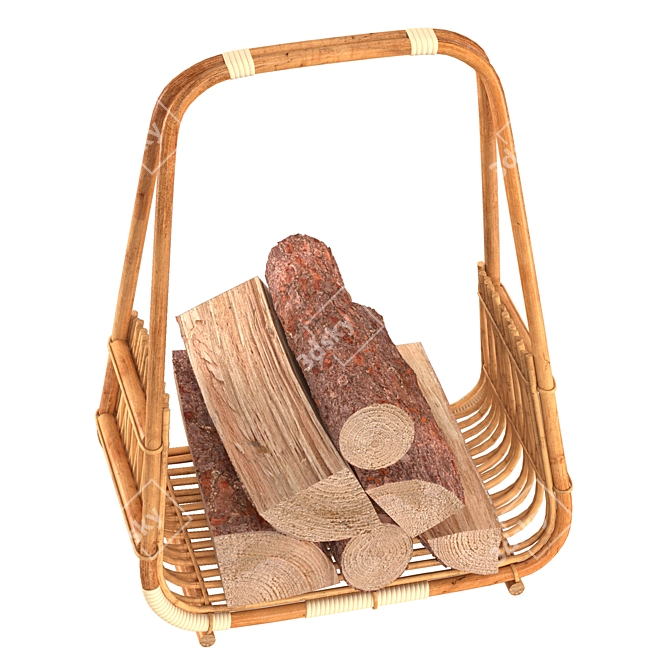 Rotang Log Basket | RoseGrey 3D model image 3