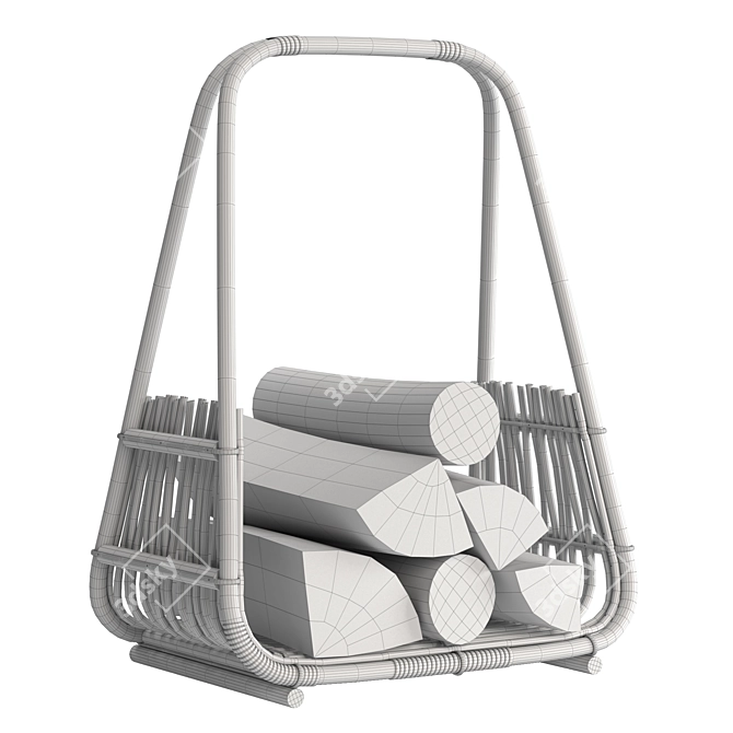 Rotang Log Basket | RoseGrey 3D model image 4