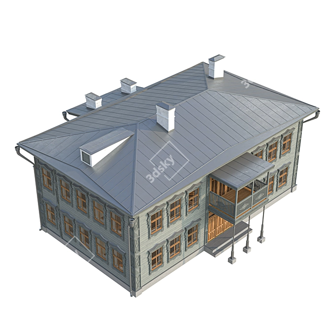 Historic Wooden Building Kazan 3D model image 3