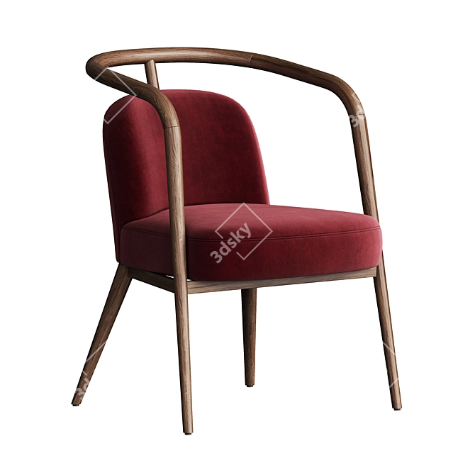 Luxury Red Velvet Armchair 3D model image 3