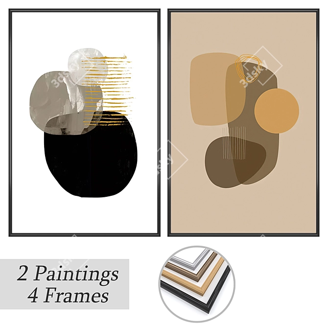 Artwork Set with Multiple Frames 3D model image 1