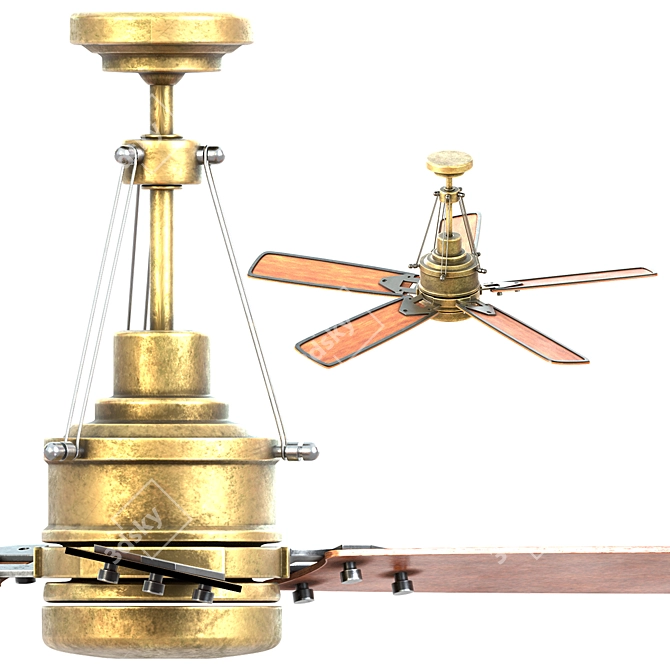 Modern Remote Control Ceiling Fan 3D model image 2