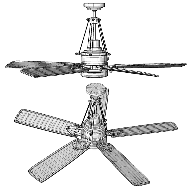 Modern Remote Control Ceiling Fan 3D model image 3