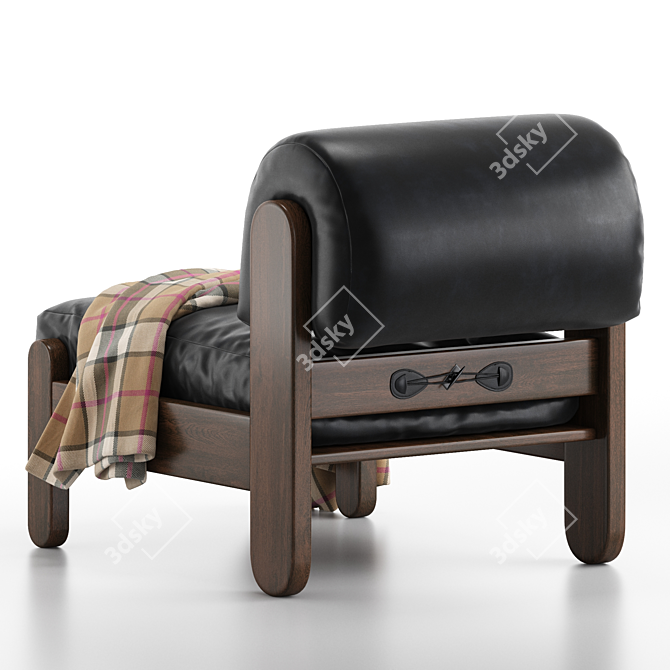 Modern Heirloom Black Leather Chair 3D model image 2