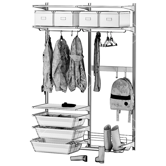 IKEA BOAXEL Wardrobe Hanger Set 3D model image 3