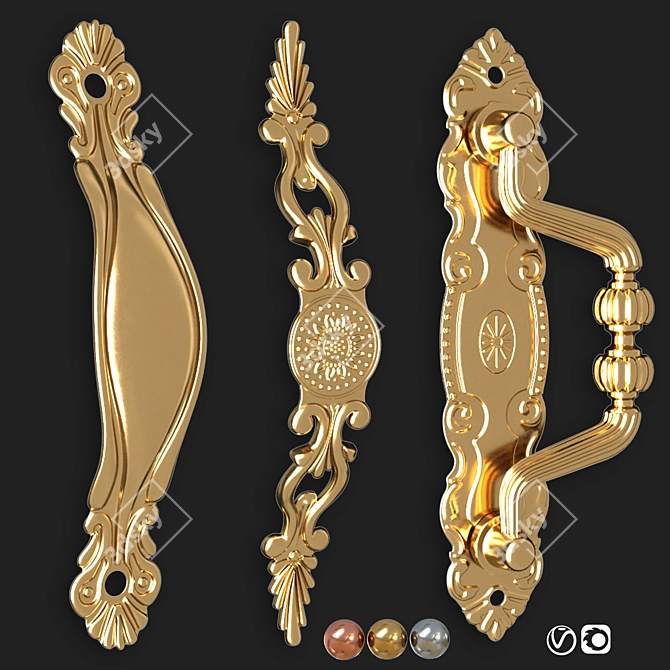 Title: Antique Door Knocker Handle Collection 3D model image 1