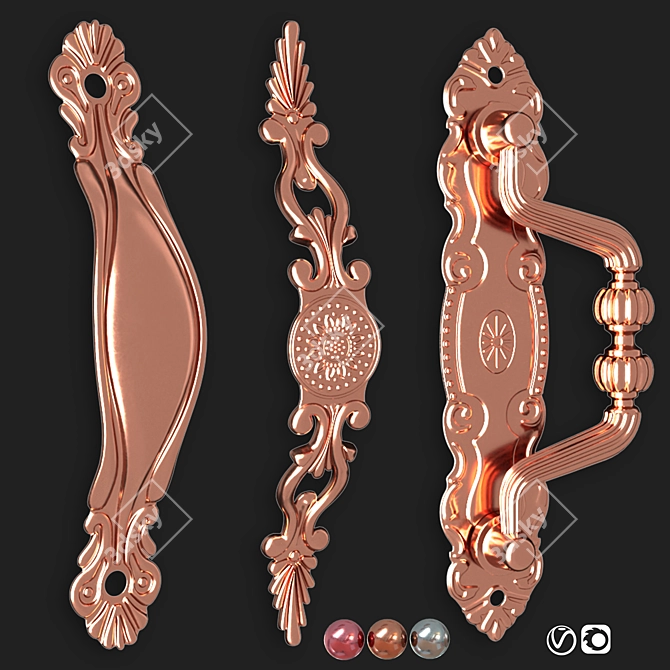 Title: Antique Door Knocker Handle Collection 3D model image 2