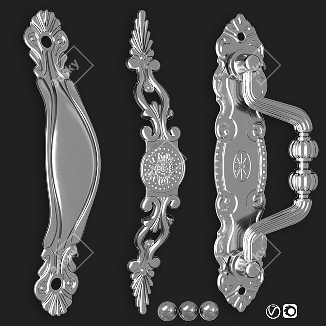 Title: Antique Door Knocker Handle Collection 3D model image 3