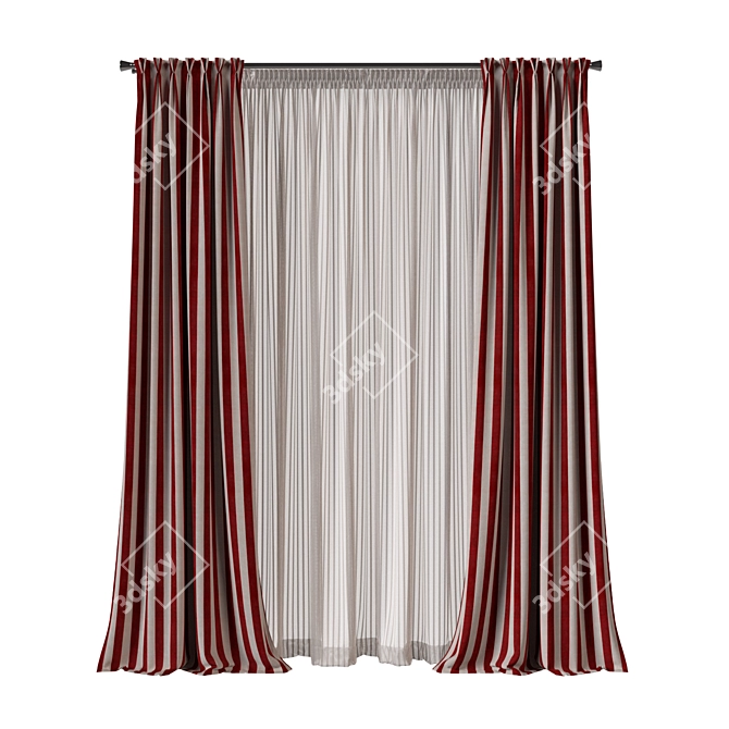  Wide Striped Curtain Fabric 3D model image 5