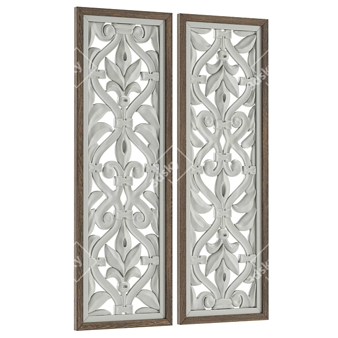 Wooden Flower Wall Panels 3D Model 3D model image 1