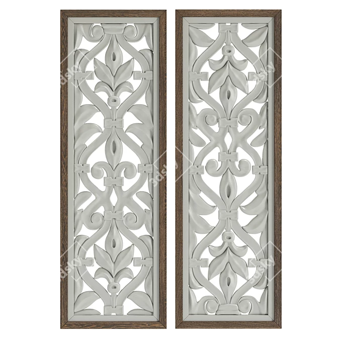 Wooden Flower Wall Panels 3D Model 3D model image 2