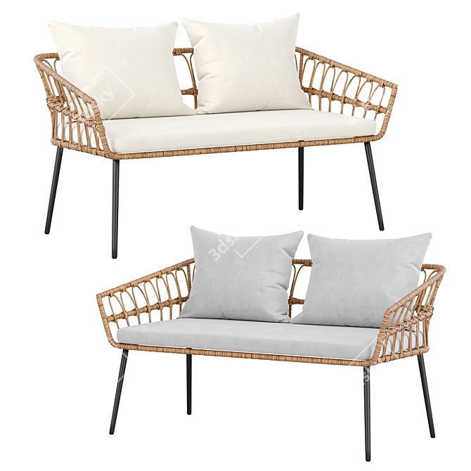 Rattan Patio and Garden Sofa 3D model image 1