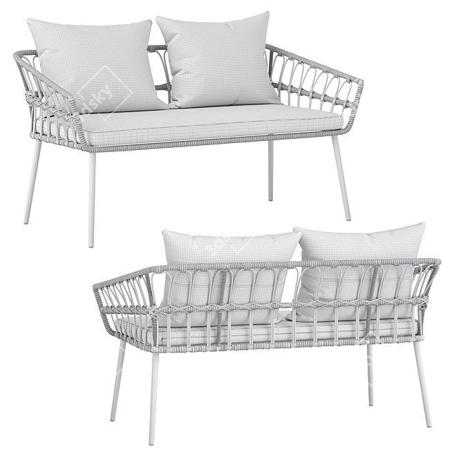 Rattan Patio and Garden Sofa 3D model image 3