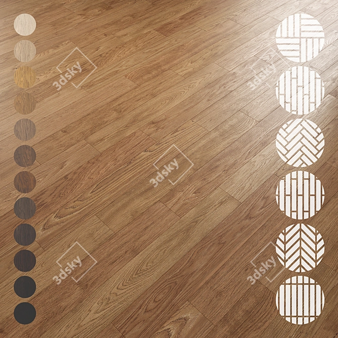 Oak Parquet Flooring Collection 3D model image 1