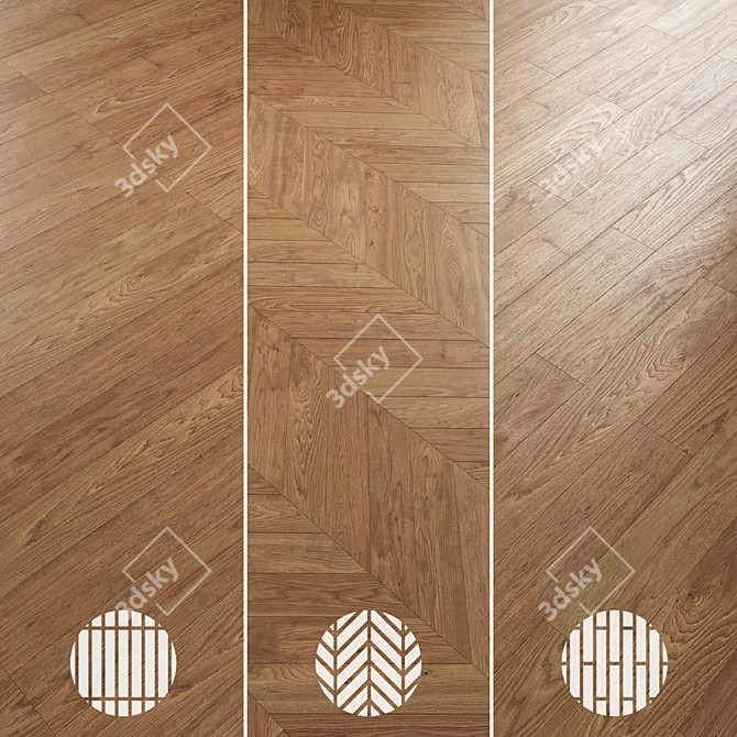 Oak Parquet Flooring Collection 3D model image 5