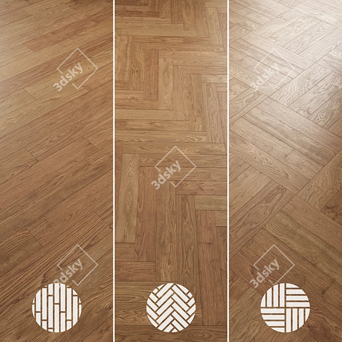 Oak Parquet Flooring Collection 3D model image 6