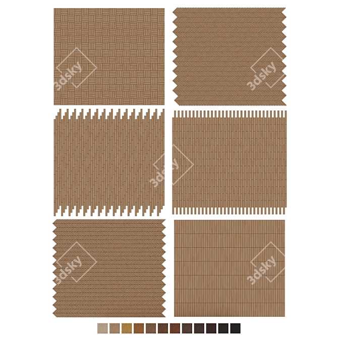 Oak Parquet Flooring Collection 3D model image 7