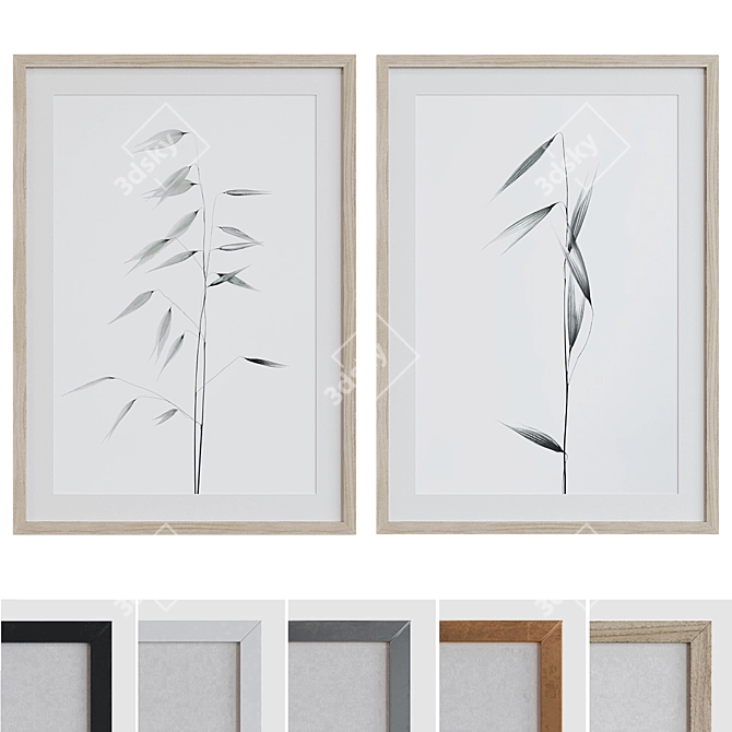 Modern Plant Picture Frame Set 3D model image 1