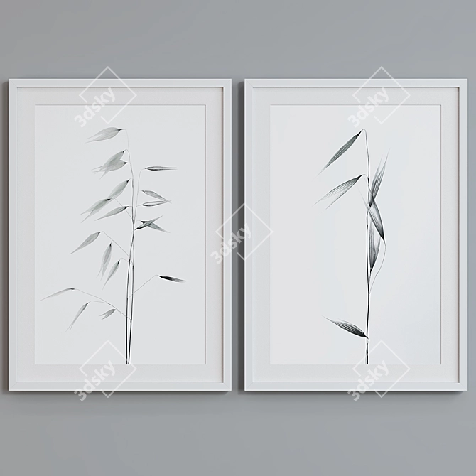 Modern Plant Picture Frame Set 3D model image 2