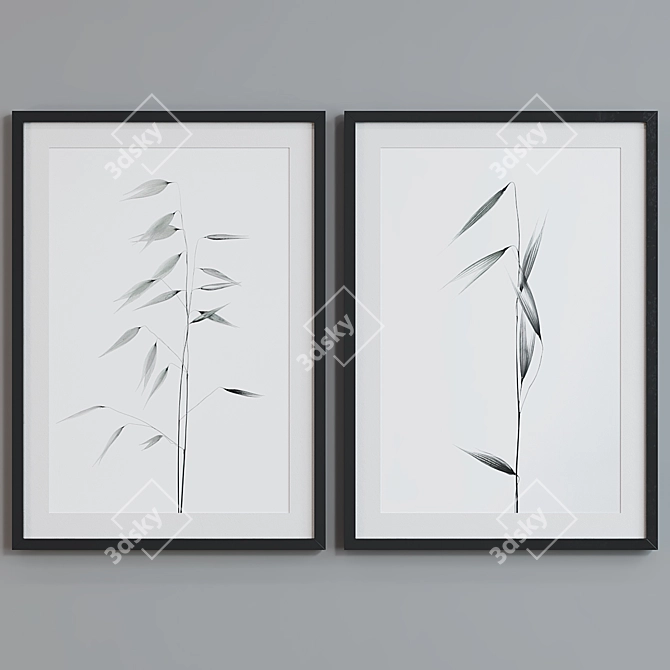 Modern Plant Picture Frame Set 3D model image 3