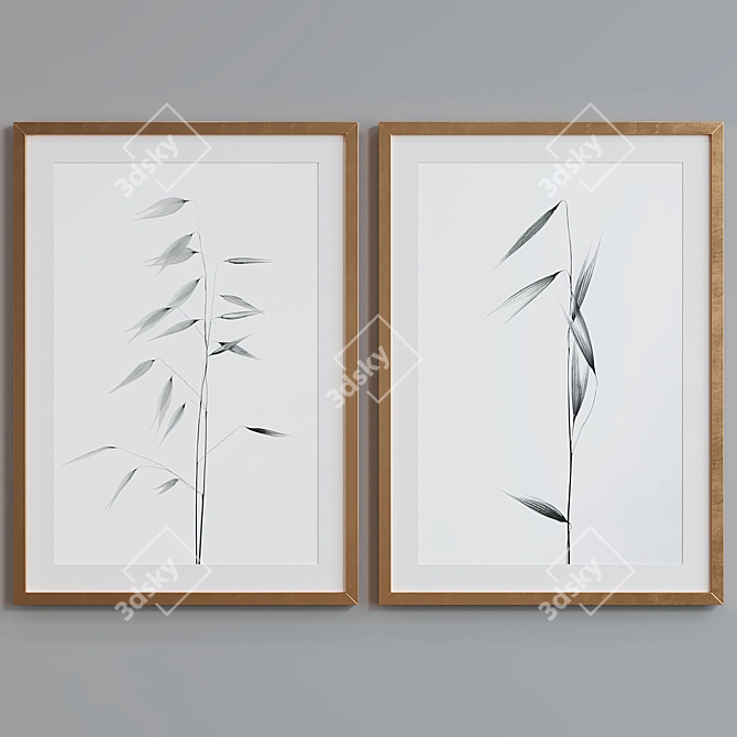 Modern Plant Picture Frame Set 3D model image 4