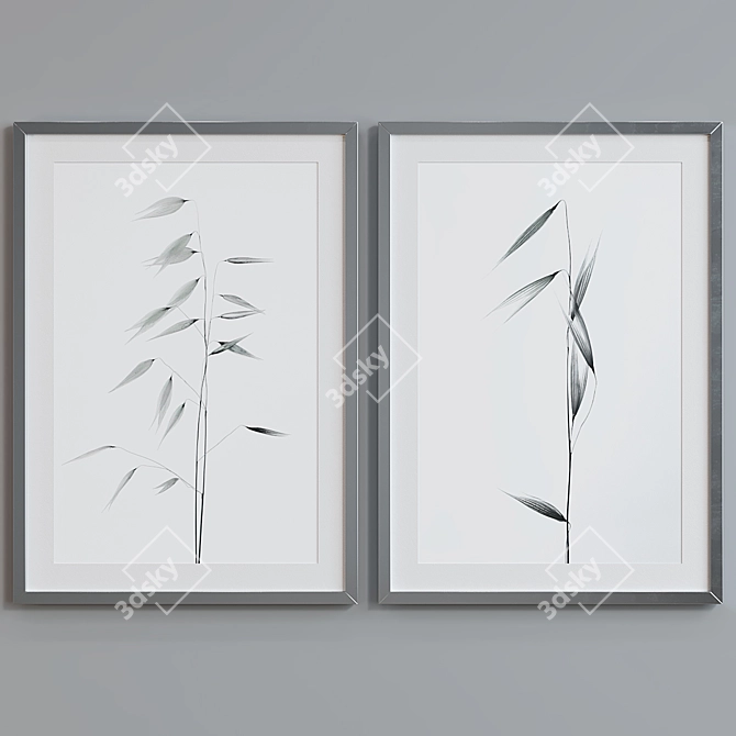 Modern Plant Picture Frame Set 3D model image 5