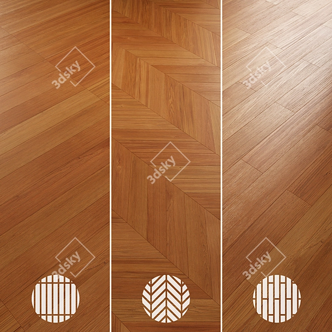 Oak Parquet Flooring Collection 3D model image 5