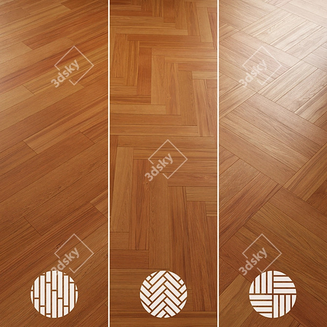 Oak Parquet Flooring Collection 3D model image 6