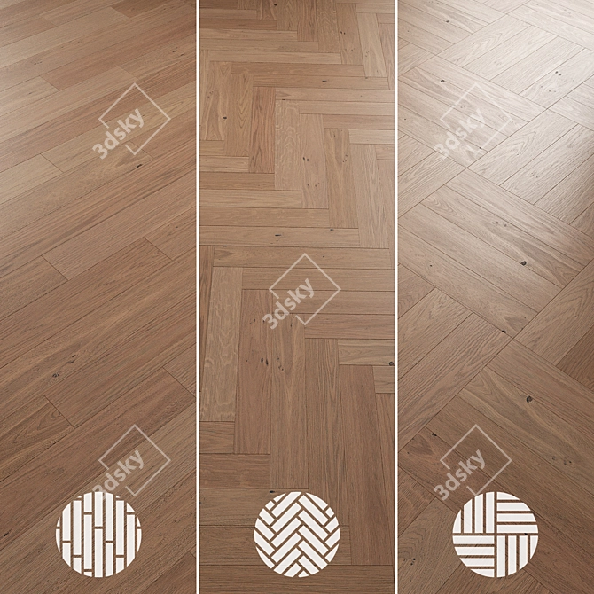 Oak Parquet Flooring Collection 3D model image 5