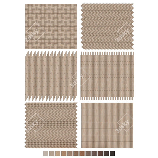 Oak Parquet Flooring Collection 3D model image 7