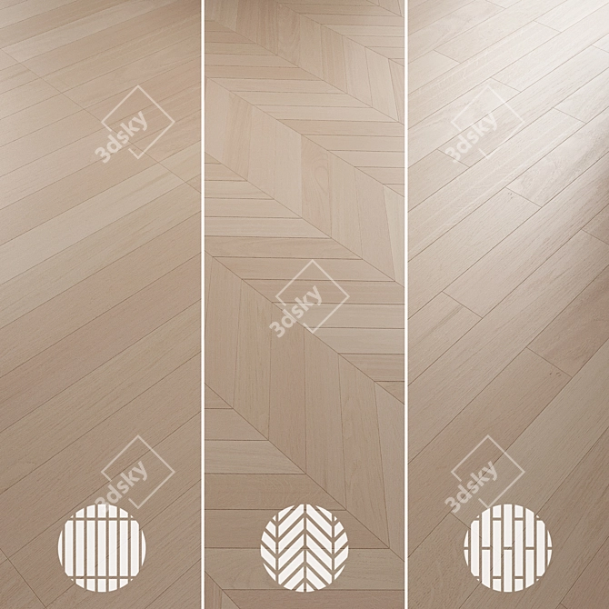 Oak Parquet Flooring Collection 3D model image 5