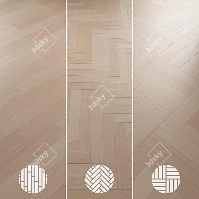 Oak Parquet Flooring Collection 3D model image 6