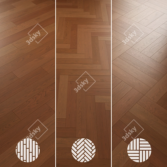 Oak Parquet Flooring Collection 3D model image 5