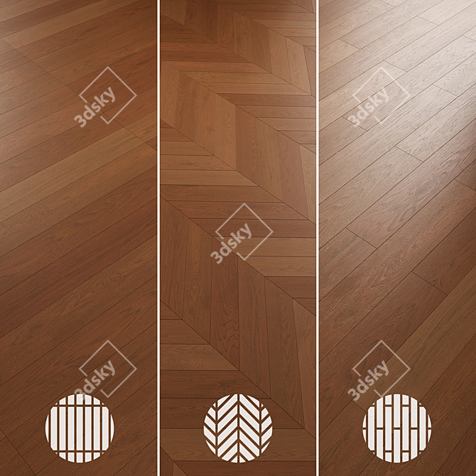 Oak Parquet Flooring Collection 3D model image 6