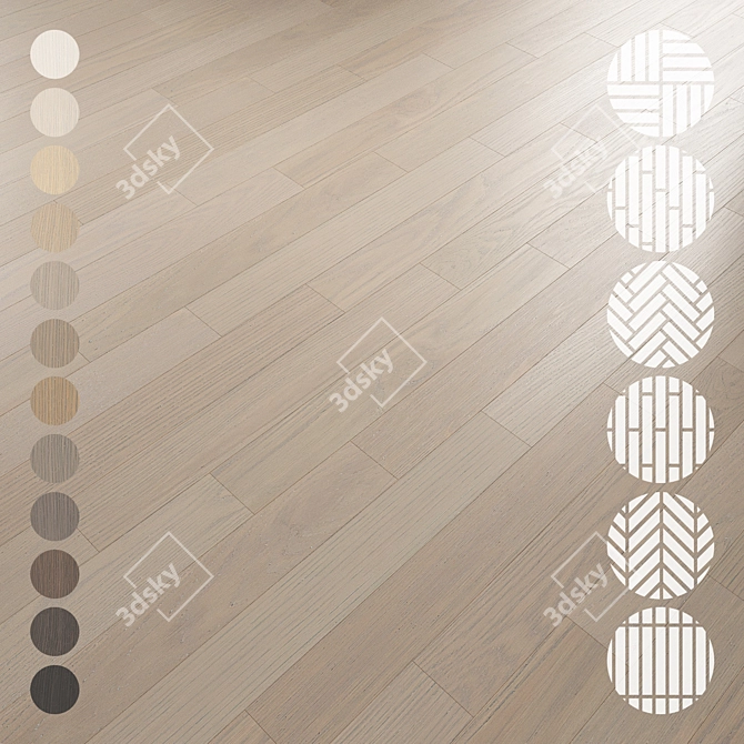 Oak Parquet 074 Texture Set 3D model image 1