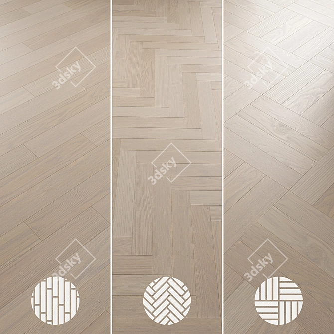 Oak Parquet 074 Texture Set 3D model image 5