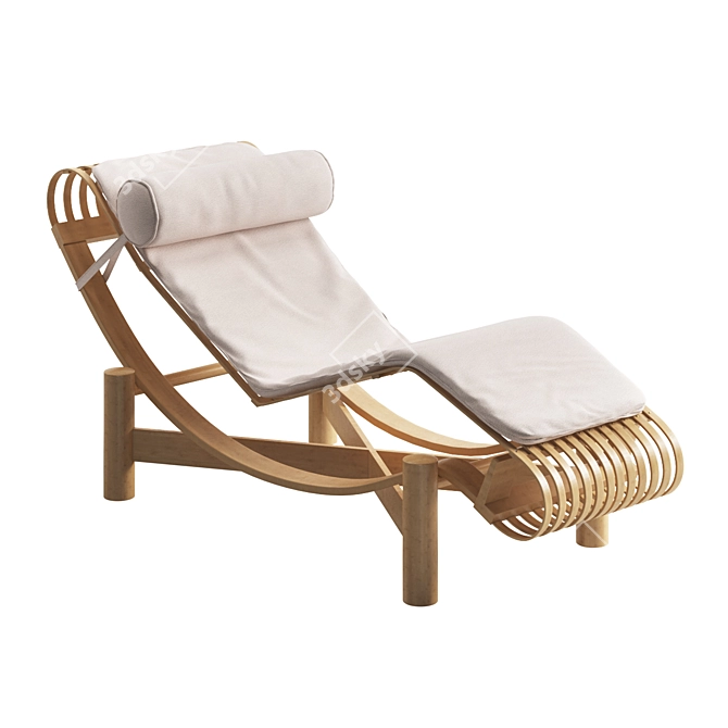 Cassina Tokyo Bamboo Teak Chaise 3D model image 2